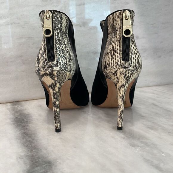 Louise Et Cie Lo-Hestia2 heels open toe booties black suede snake skin 8 - Picture 2 of 9